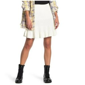 FREE PEOPLE White Solid Gold Knit Flowy Skirt NEW